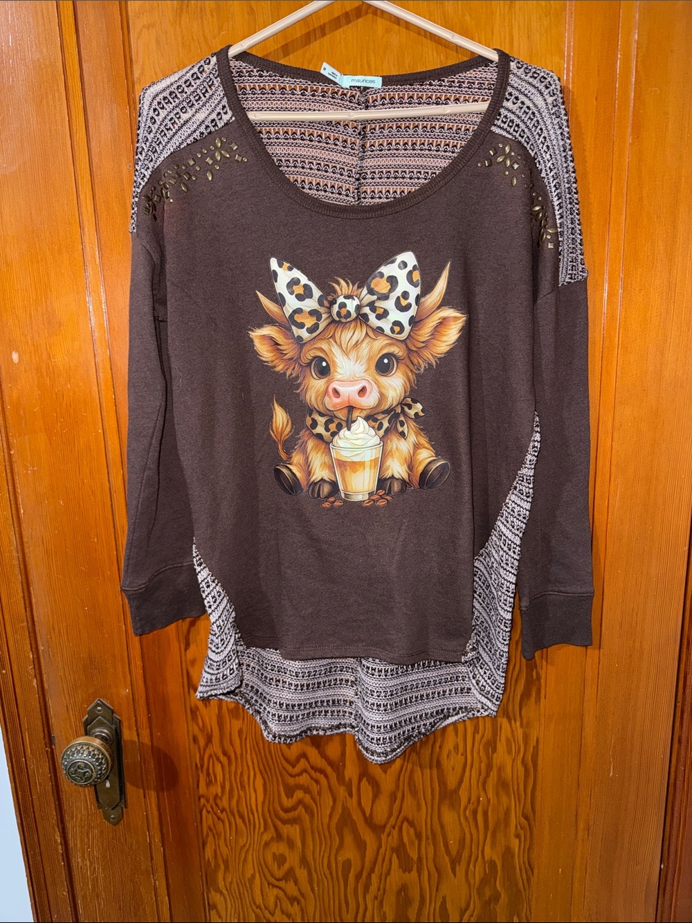 Maurices Brown Graphic Tunic with Leopard Bow